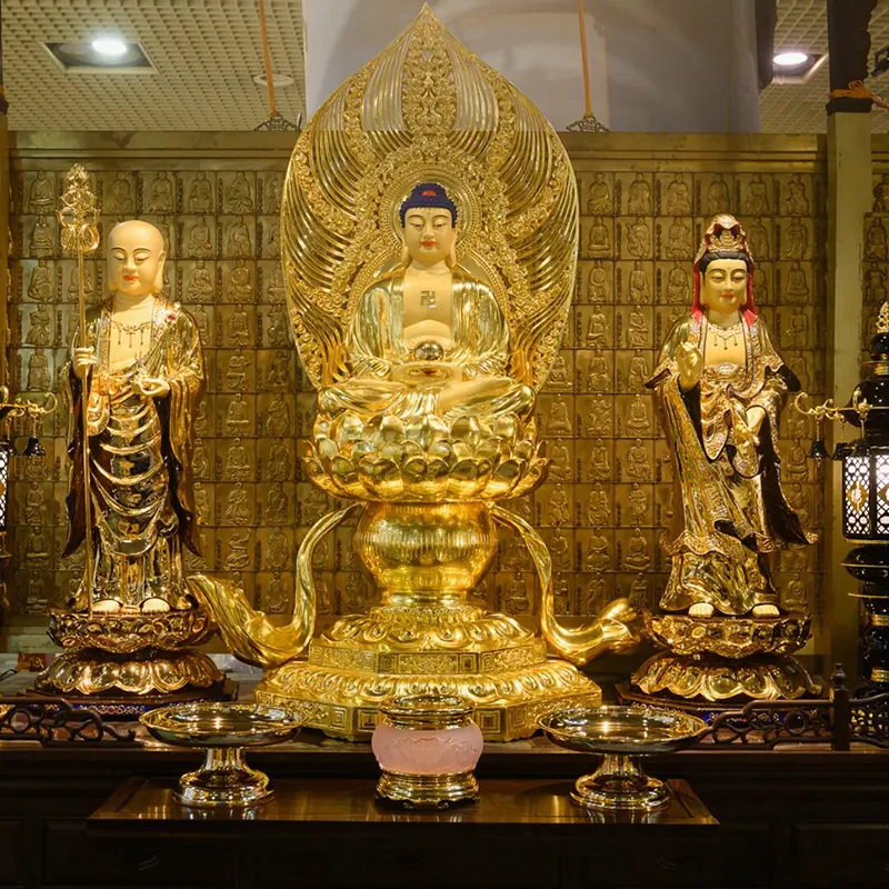 128 cm-es tajvani aranyozott tiszta réz Buddha szobor