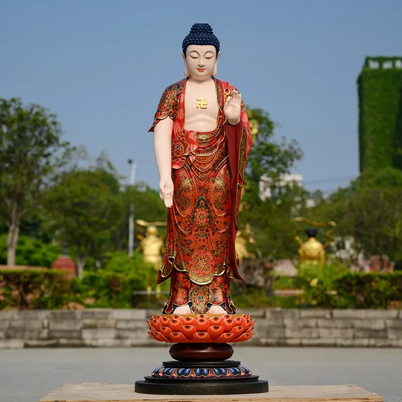 130 cm-es tiszta réz aranyozott Amitabha Buddha szobor