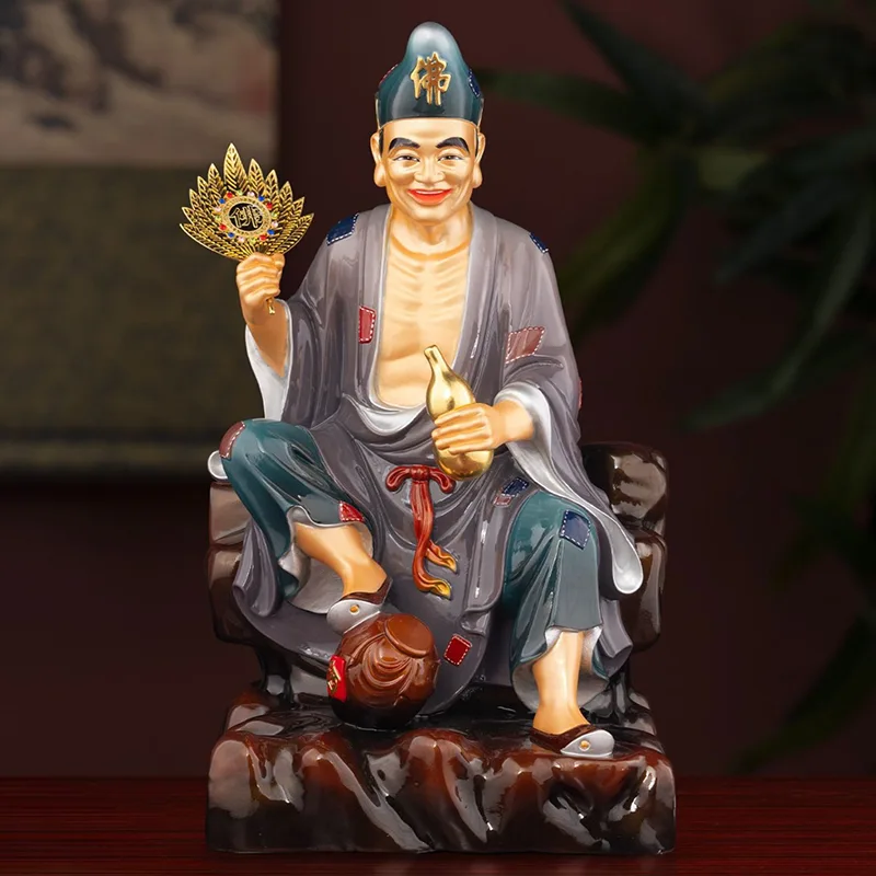 Elit Bronz Bortök Fan Dragon Arhat Ji Gong