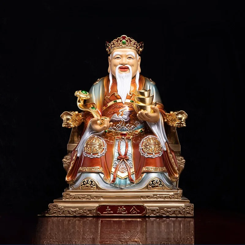 Luxus aranyozott polikróm Fude Zhengshen Tu Di Gong szobor