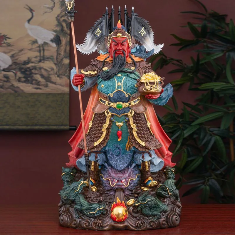 Kilenc sárkány sárgaréz alabárd kard Guan Yu szobor